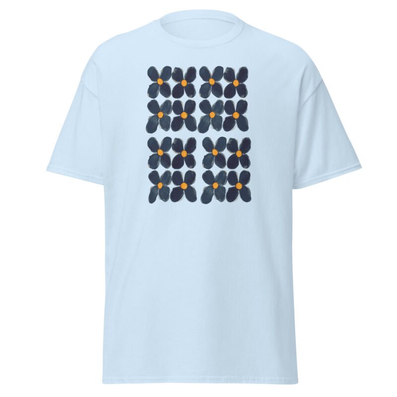 Unisex floral grid print tees