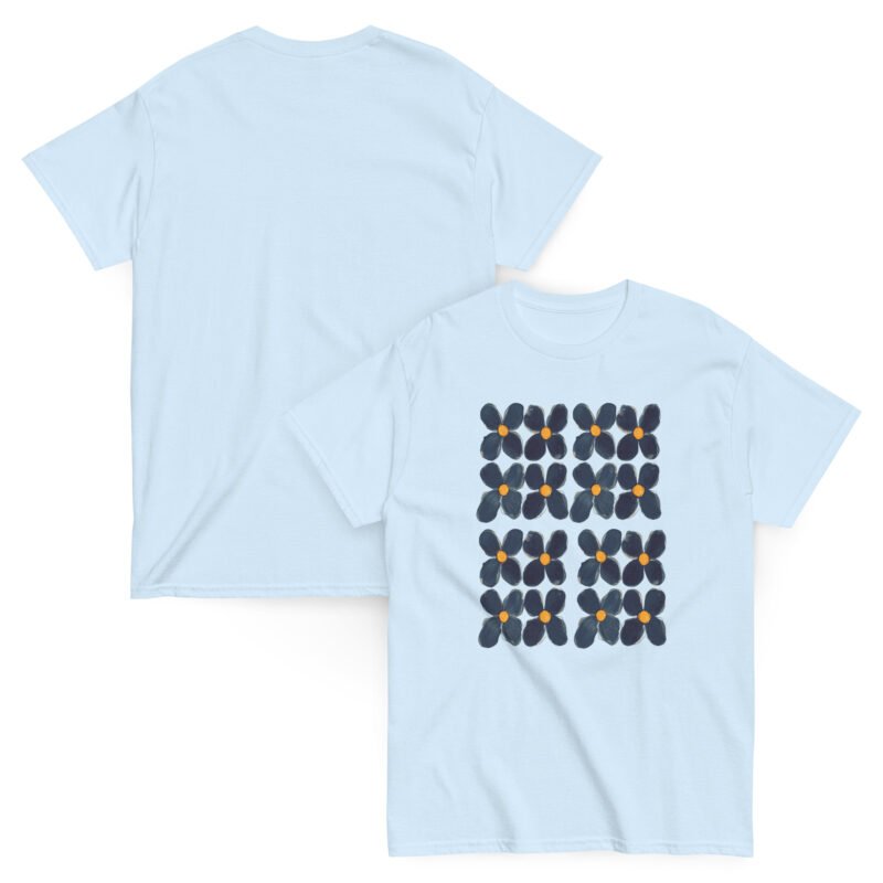 Unisex floral grid petals print tee